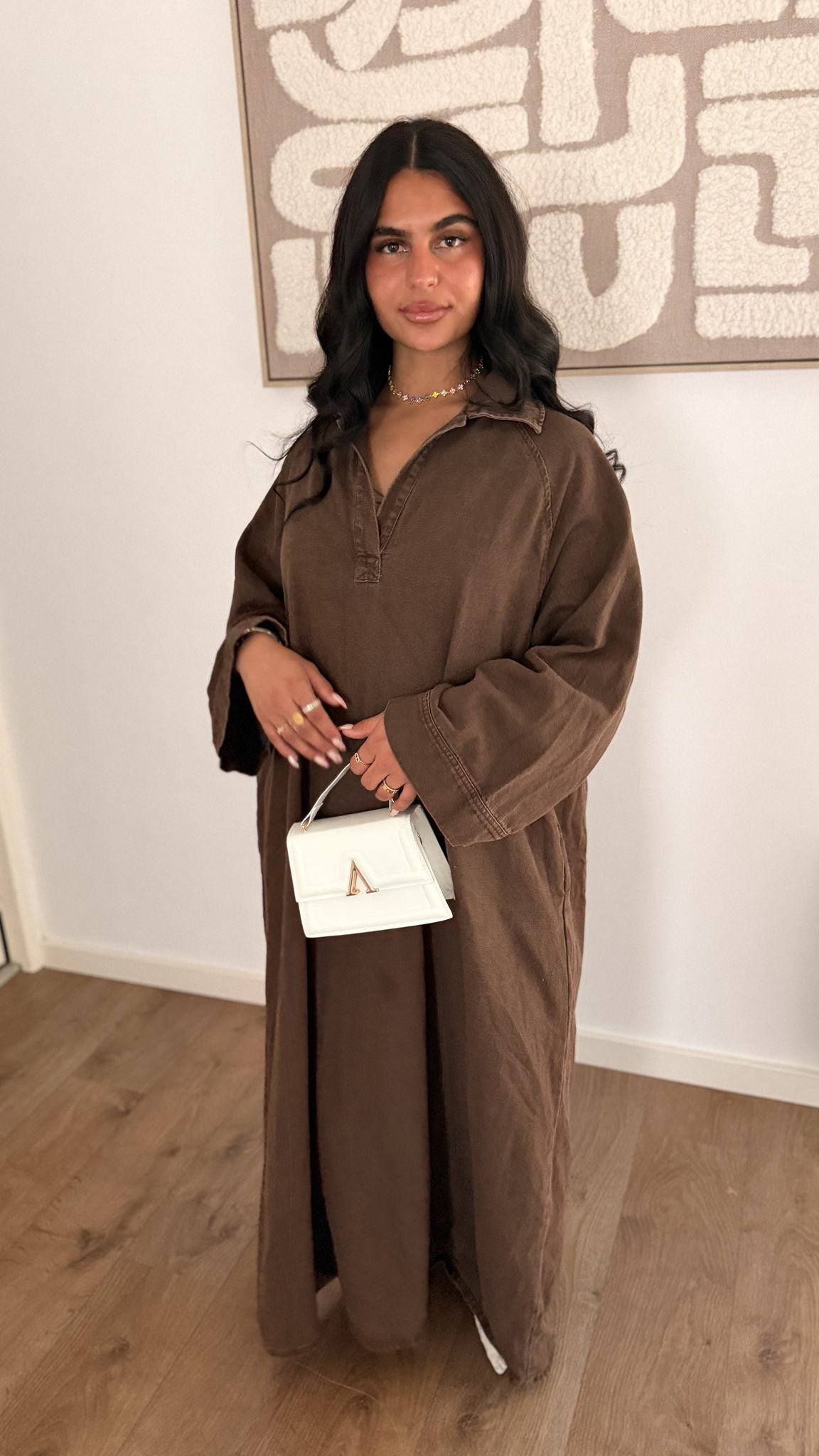 Robe Maya en jeans marron - Maison Nooria