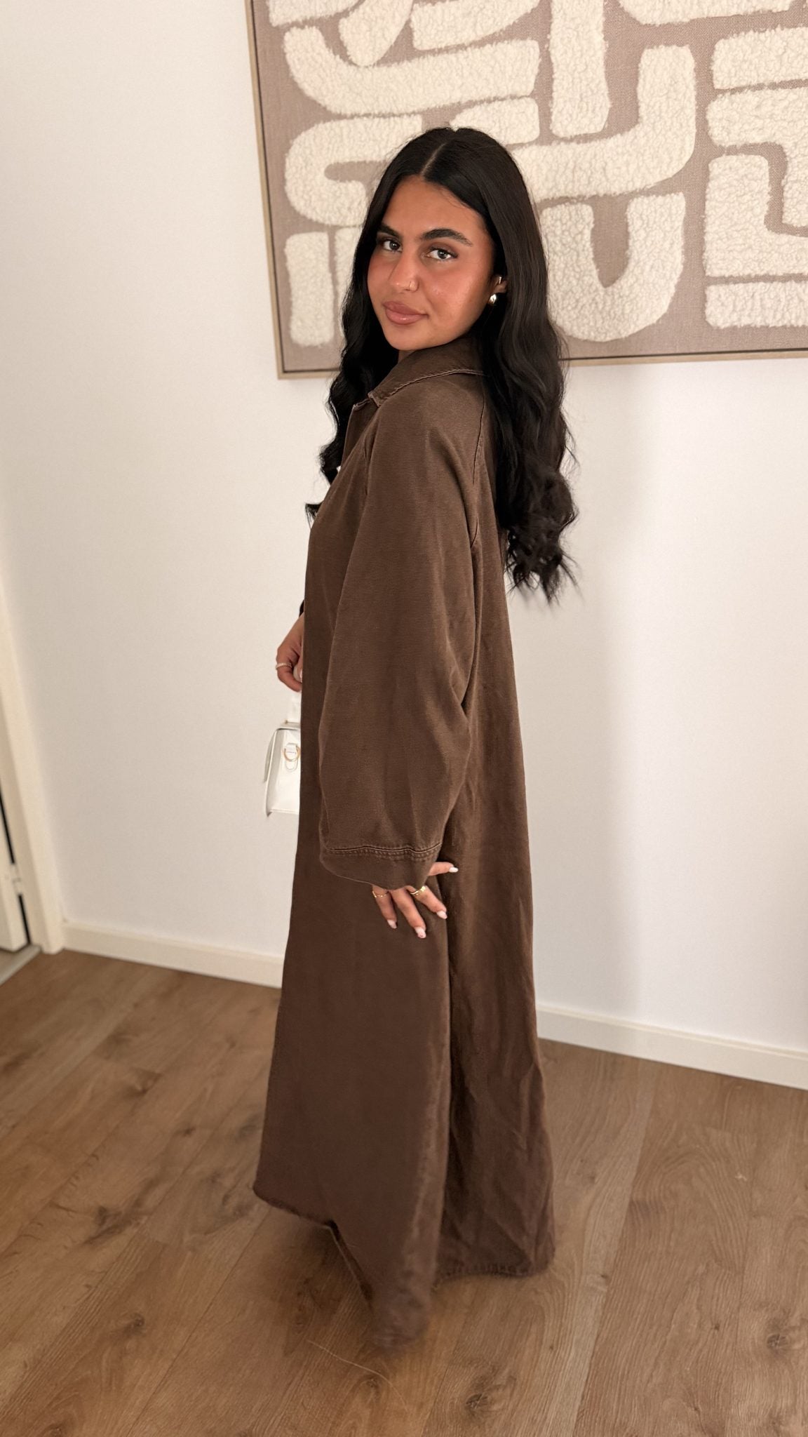 Robe Maya en jeans marron - Maison Nooria
